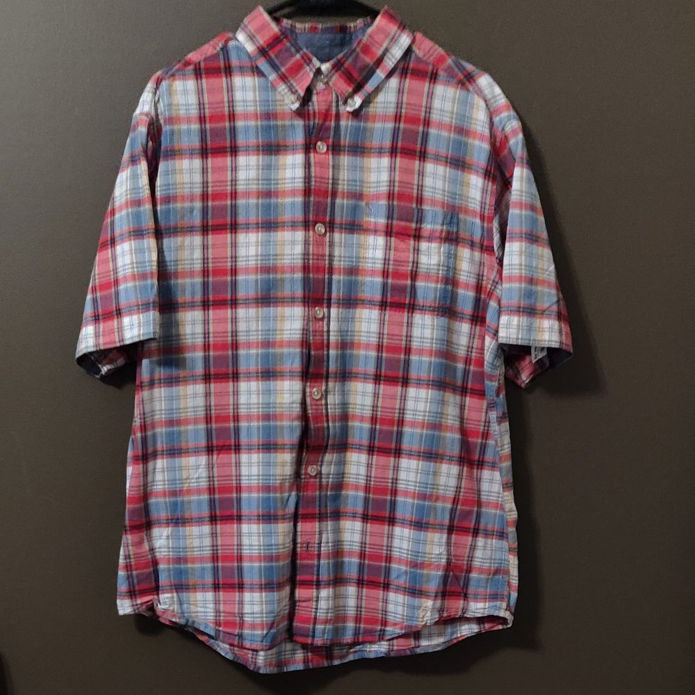 Woolrich Plaid Short Sleeve Button Down SIZE LARGE
